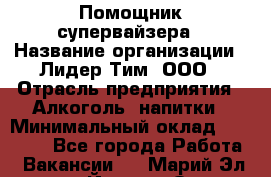 Помощник супервайзера › Название организации ­ Лидер Тим, ООО › Отрасль предприятия ­ Алкоголь, напитки › Минимальный оклад ­ 43 000 - Все города Работа » Вакансии   . Марий Эл респ.,Йошкар-Ола г.